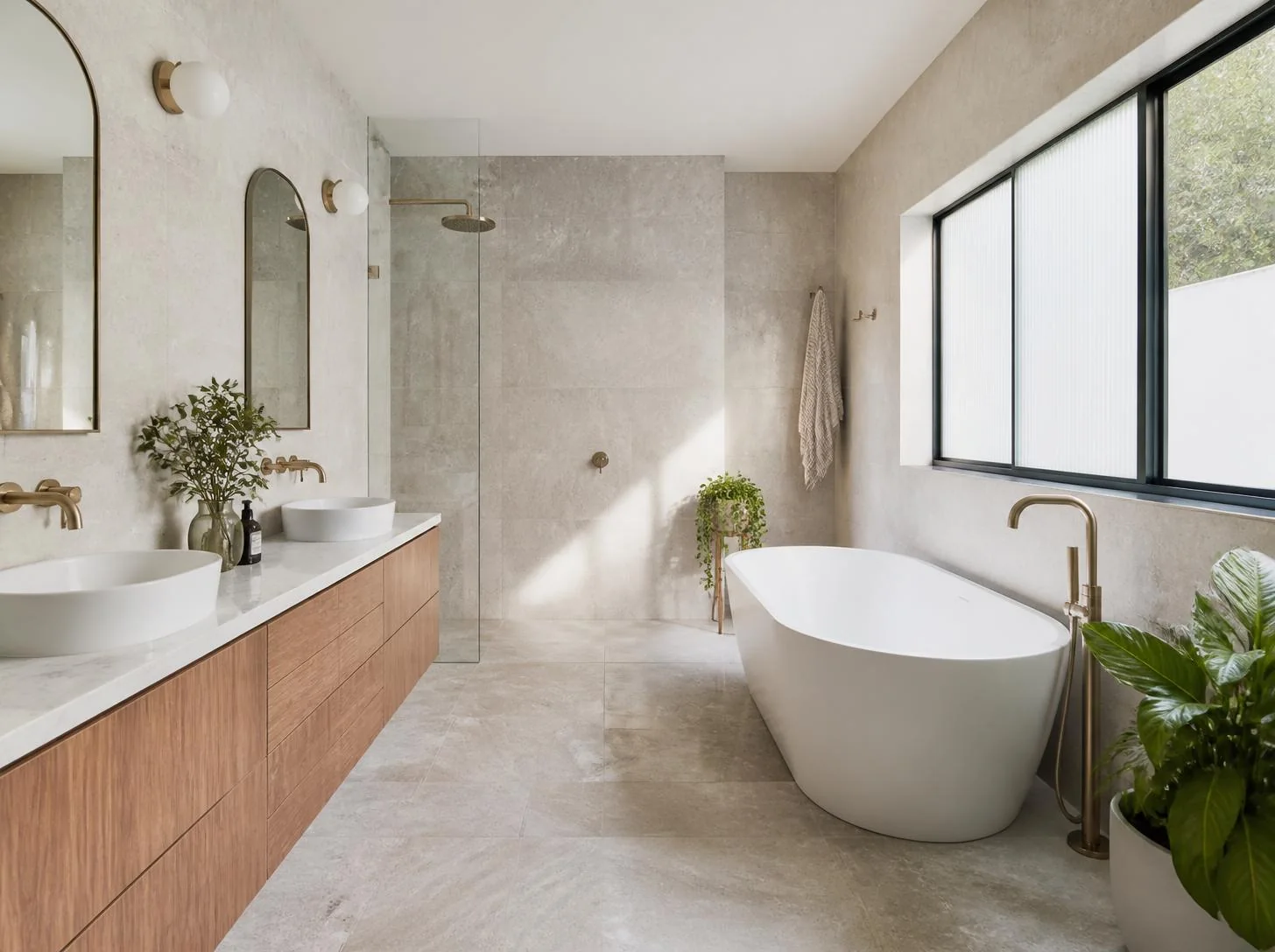 Finished bathroom renovation with modern fittings and natural light